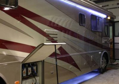 Mackin Street Customs RV Eugene OR Custom LED lights added to RV awning and under chassis
